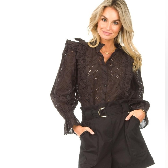 Sofie Schnoor Eyelet Lace Women's Top Black - Picture 1 of 12